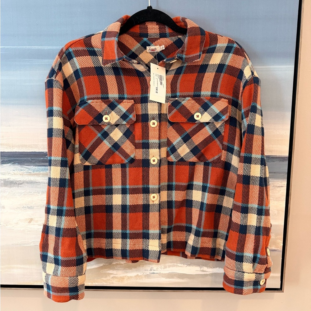 Faherty Surf Flannel Overshirt Multicolor Plaid Shirt - Picture 2 of 3